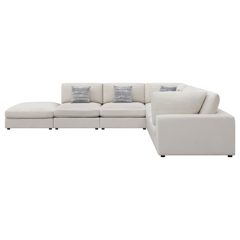 Pemberly Row 6-Piece Upholstered Modular Sectional Sofa in Beige