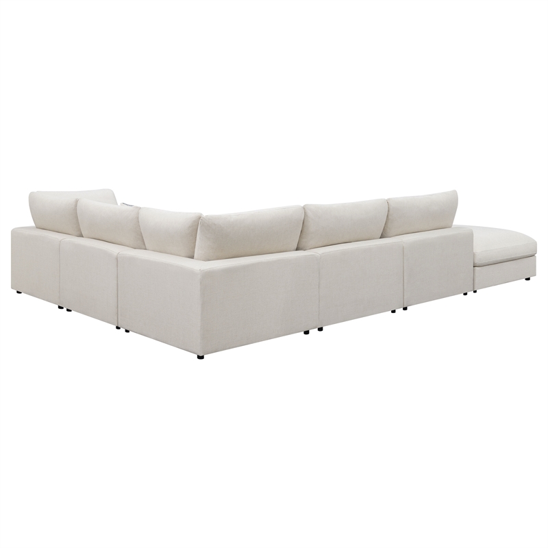 Pemberly Row 6-Piece Upholstered Modular Sectional Sofa in Beige