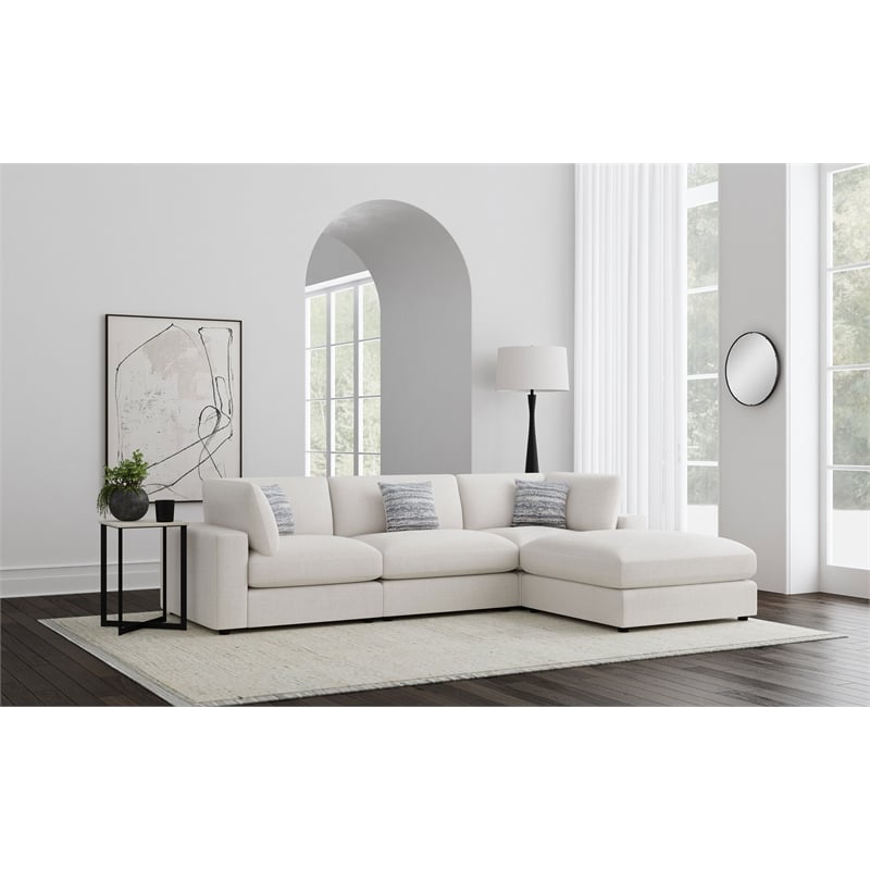Pemberly Row 4-Piece Upholstered Modular Sectional Sofa in Beige