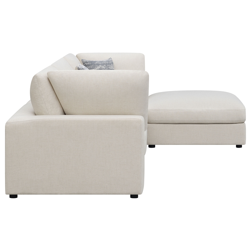 Pemberly Row 4-Piece Upholstered Modular Sectional Sofa in Beige