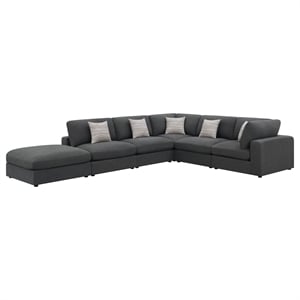 Pemberly Row 6-Piece Upholstered Modular Sectional Sofa in Charcoal
