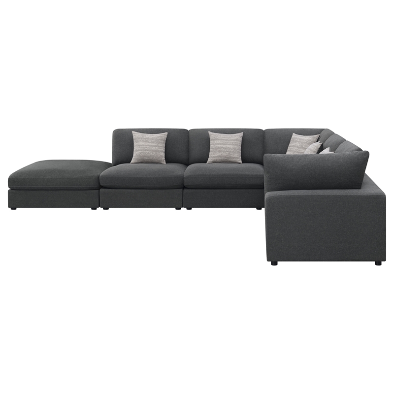 Pemberly Row 6-Piece Upholstered Modular Sectional Sofa in Charcoal