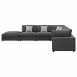 Pemberly Row 6-Piece Upholstered Modular Sectional Sofa in Charcoal