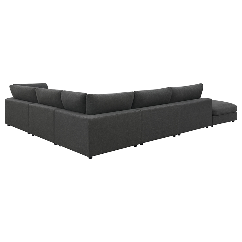 Pemberly Row 6-Piece Upholstered Modular Sectional Sofa in Charcoal