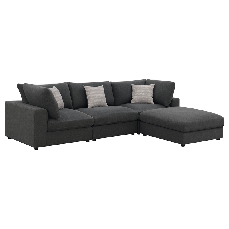 Pemberly Row 4-Piece Upholstered Modular Sectional Sofa in Charcoal