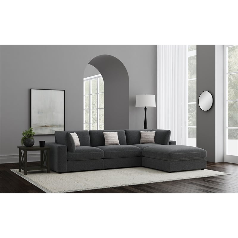 Pemberly Row 4-Piece Upholstered Modular Sectional Sofa in Charcoal
