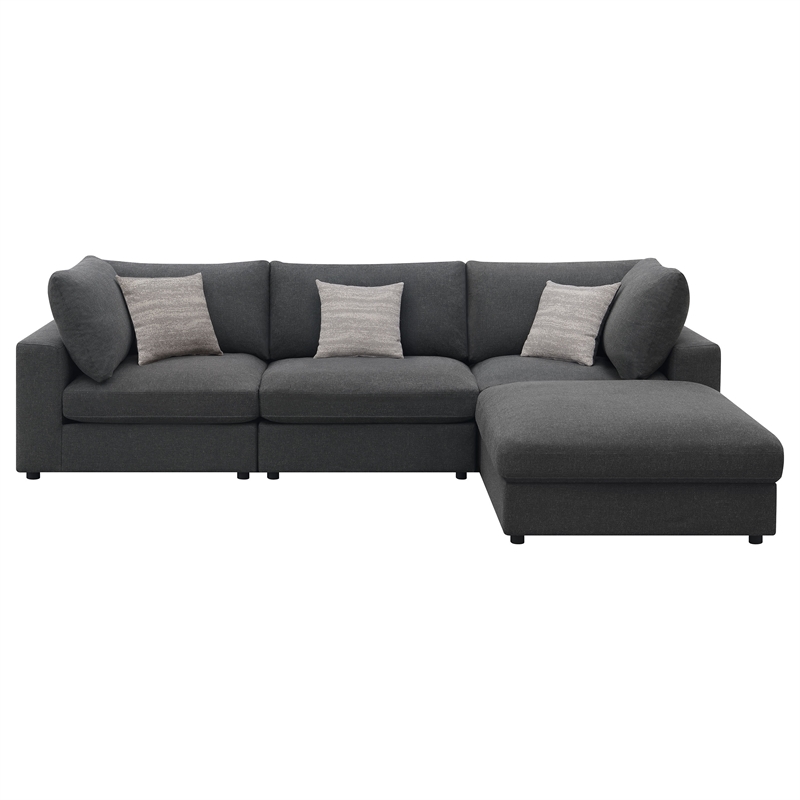 Pemberly Row 4-Piece Upholstered Modular Sectional Sofa in Charcoal