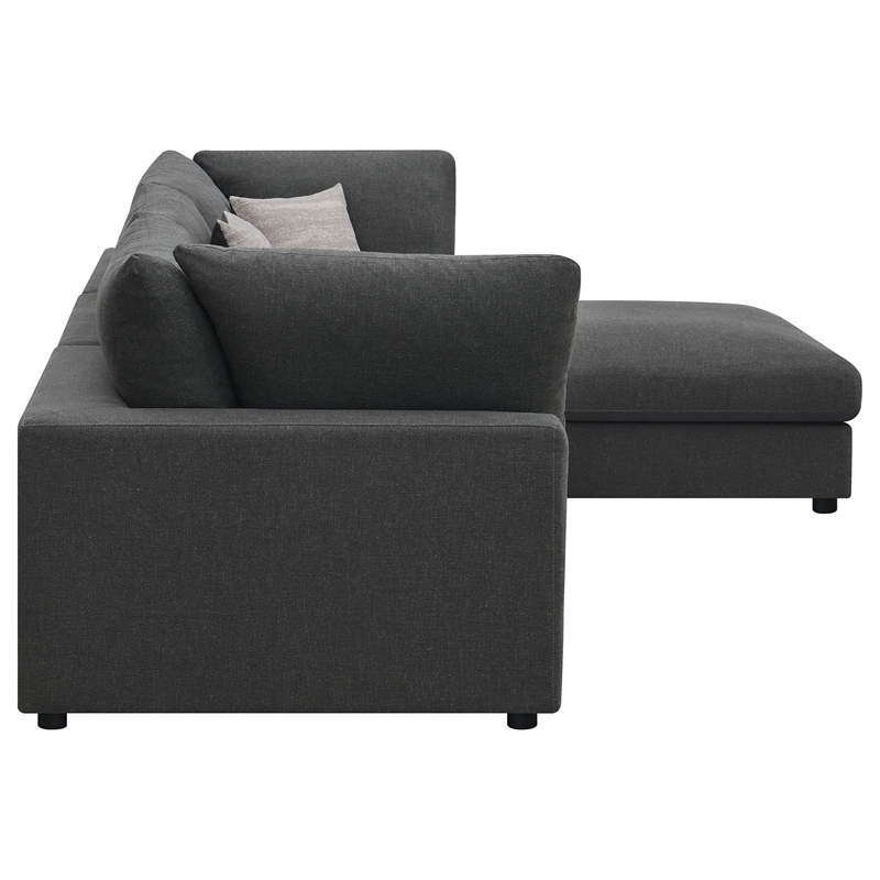 Pemberly Row 4-Piece Upholstered Modular Sectional Sofa in Charcoal