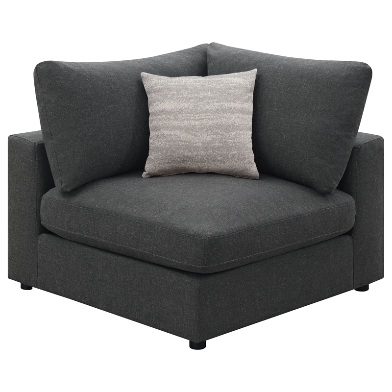 Pemberly Row 4-Piece Upholstered Modular Sectional Sofa in Charcoal