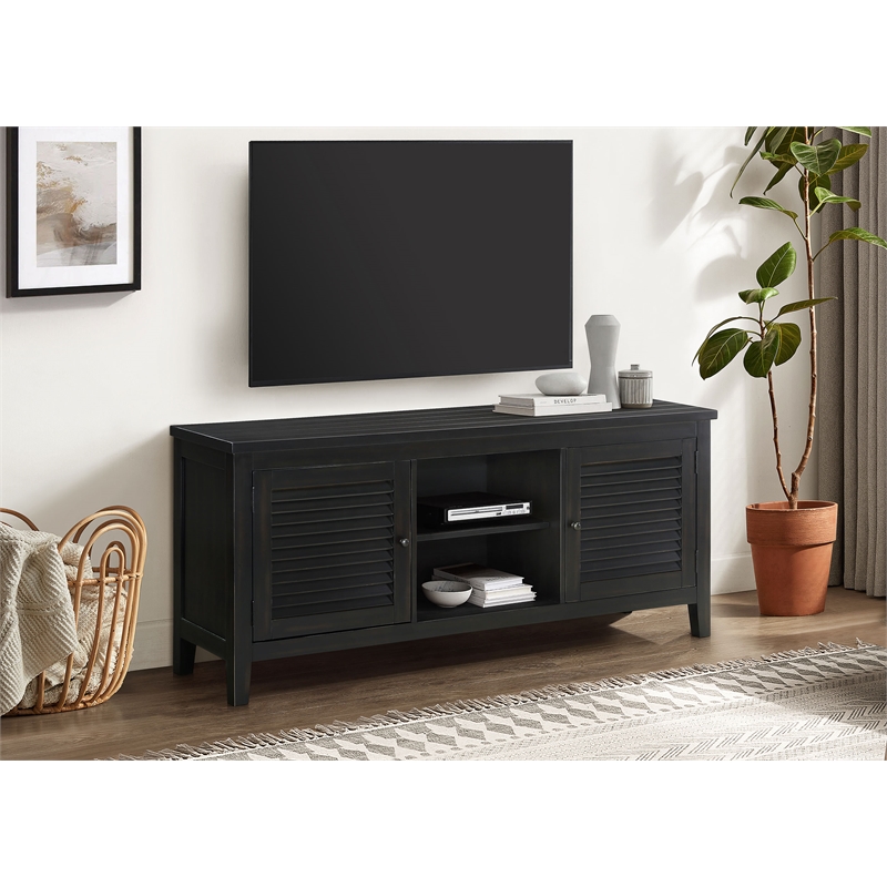 Pemberly Row 2-Door 60-Inch TV Stand Console in Distressed Java