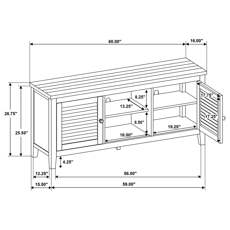 Pemberly Row 2-Door 60-Inch TV Stand Console in Distressed Java