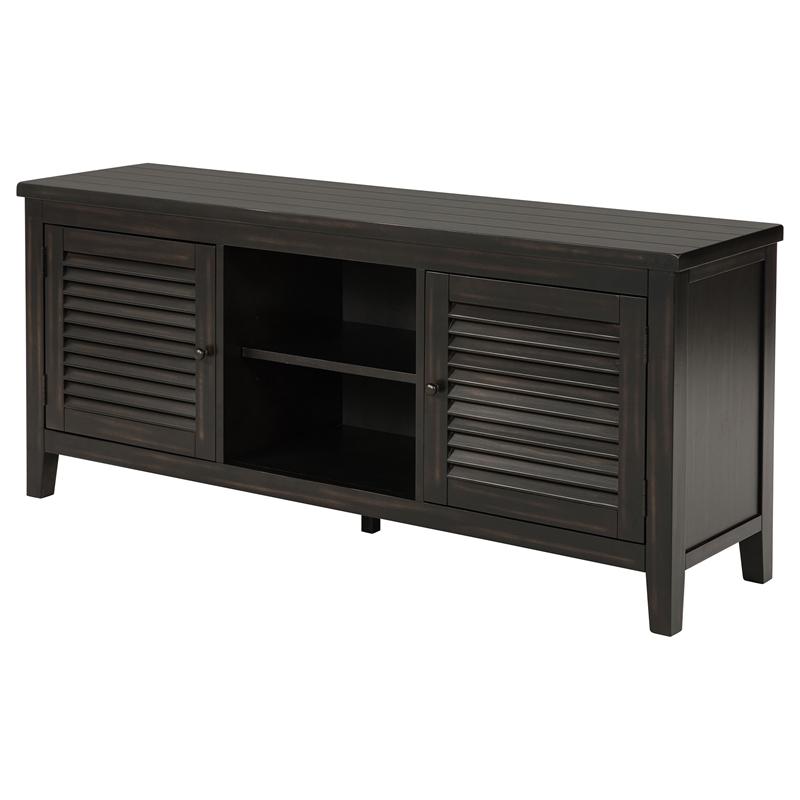 Pemberly Row 2-Door 60-Inch TV Stand Console in Distressed Java