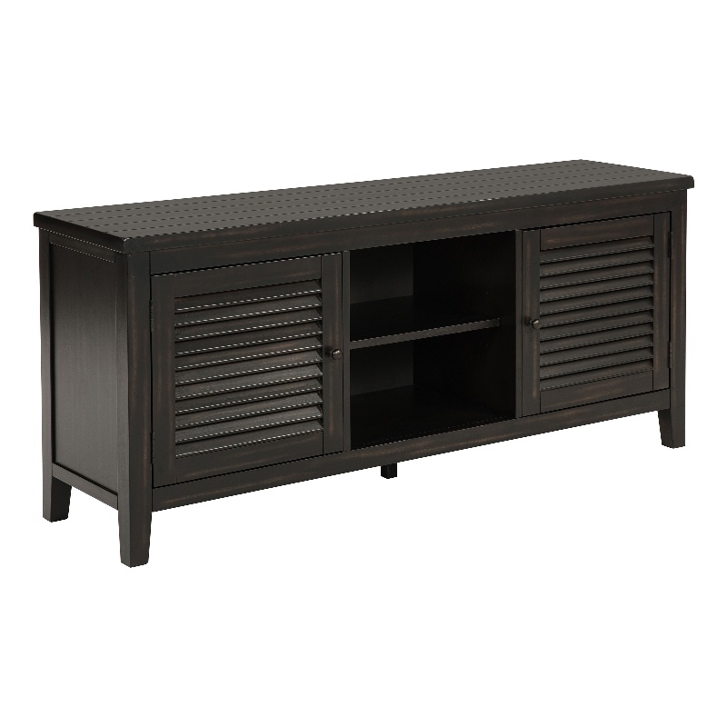 Pemberly Row 2-Door 60-Inch TV Stand Console in Distressed Java