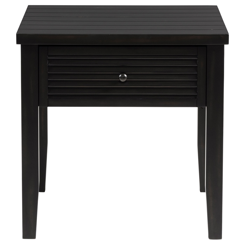 Pemberly Row 1-Drawer Square Wood End Table in Distressed Java