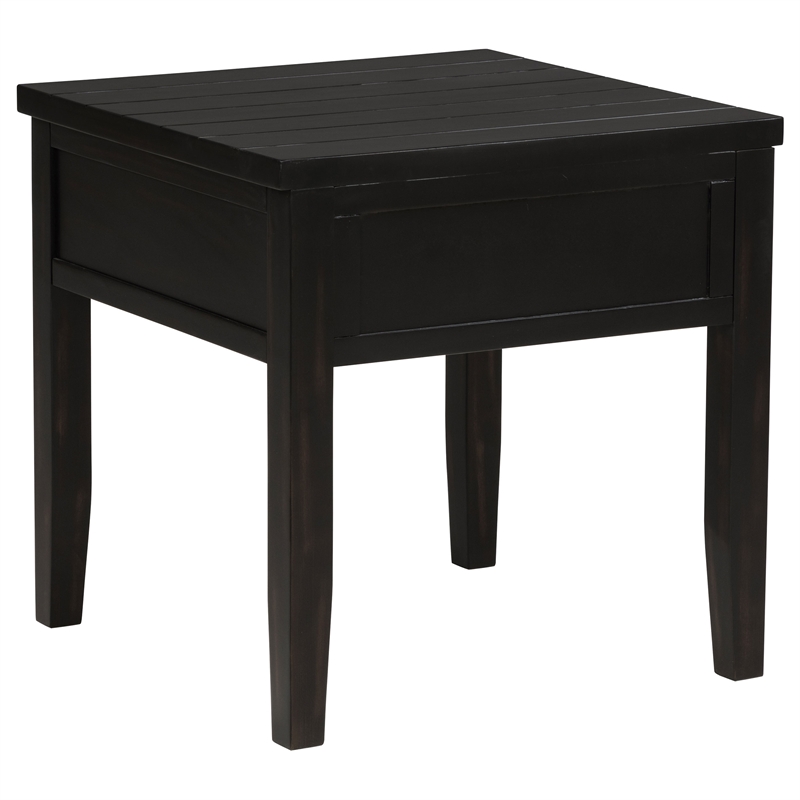 Pemberly Row 1-Drawer Square Wood End Table in Distressed Java