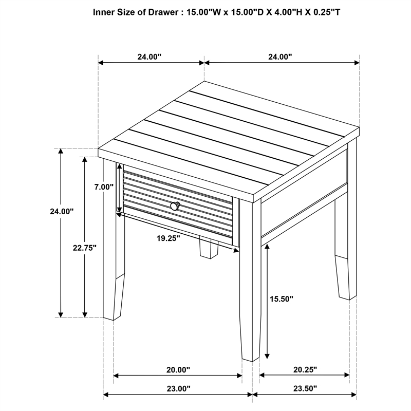 Pemberly Row 1-Drawer Square Wood End Table in Distressed Java
