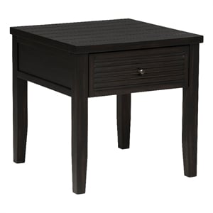 Pemberly Row 1-Drawer Square Wood End Table in Distressed Java