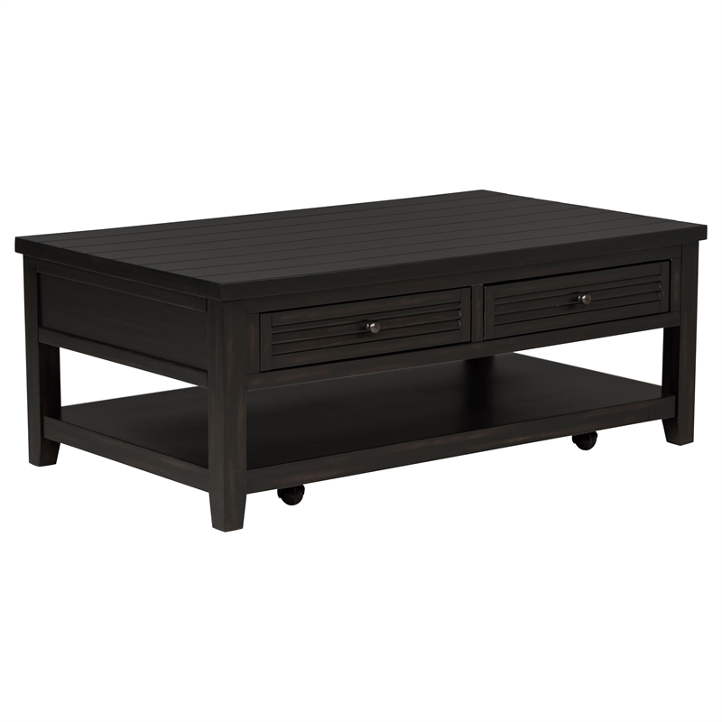 Pemberly Row 2-Piece Coffee and End Table Set in Distressed Java