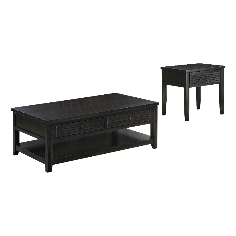 Pemberly Row 2-Piece Coffee and End Table Set in Distressed Java