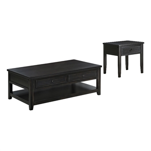 Pemberly Row 2-Piece Coffee and End Table Set in Distressed Java