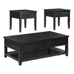Pemberly Row 3-Piece Coffee and End Table Set in Distressed Java