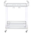Pemberly Row 2-Tier Glass Shelf Acrylic Bar Serving Cart in Chrome