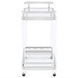 Pemberly Row 2-Tier Glass Shelf Acrylic Bar Serving Cart in Chrome