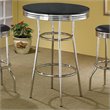 Pemberly Row Round 30-Inch 1950's Bistro Pub Height Bar Table in Black