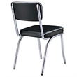 Pemberly Row Set of 2 Upholstered Chrome Frame Dining Side Chairs in Black