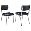 Pemberly Row Set of 2 Upholstered Chrome Frame Dining Side Chairs in Black