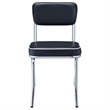 Pemberly Row Set of 2 Upholstered Chrome Frame Dining Side Chairs in Black