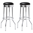 Pemberly Row Upholstered Metal 360-Degree Swivel Bar Stool in Black