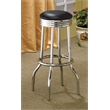 Pemberly Row Upholstered Metal 360-Degree Swivel Bar Stool in Black