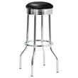 Pemberly Row Upholstered Metal 360-Degree Swivel Bar Stool in Black