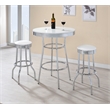 Pemberly Row 3-Piece Round 1950s Bistro Pub Bar Table Set in White