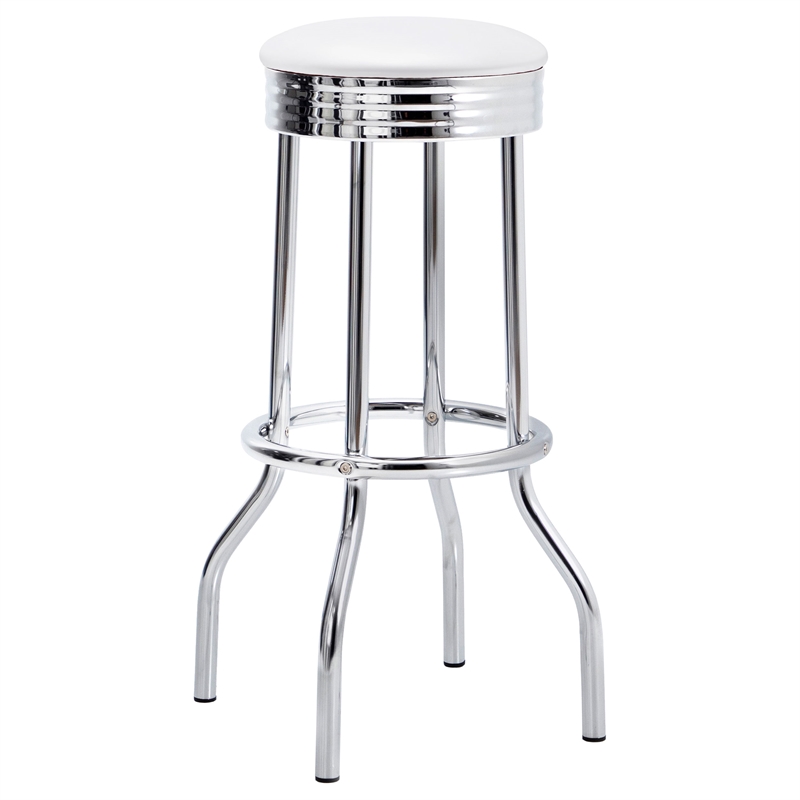 Pemberly Row 3-Piece Round 1950s Bistro Pub Bar Table Set in White