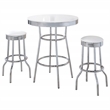 Pemberly Row 3-Piece Round 1950s Bistro Pub Bar Table Set in White