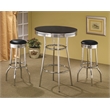 Pemberly Row 3-Piece Round 1950s Bistro Pub Bar Table Set in Black