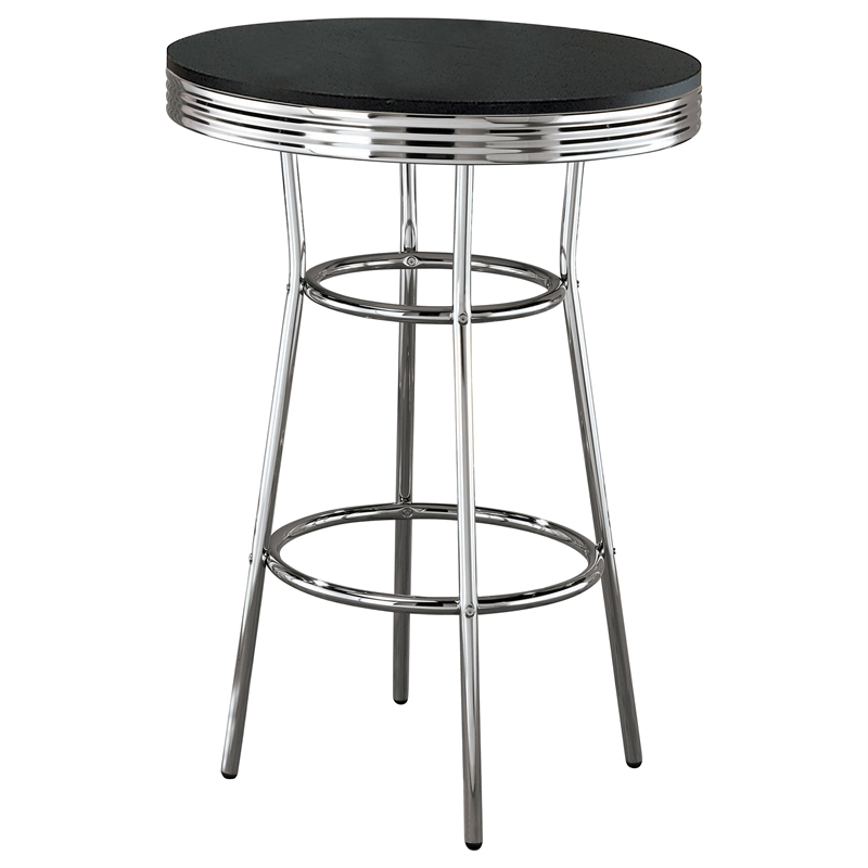 Pemberly Row 3-Piece Round 1950s Bistro Pub Bar Table Set in Black
