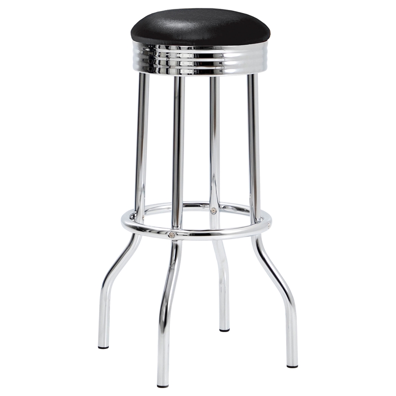 Pemberly Row 3-Piece Round 1950s Bistro Pub Bar Table Set in Black