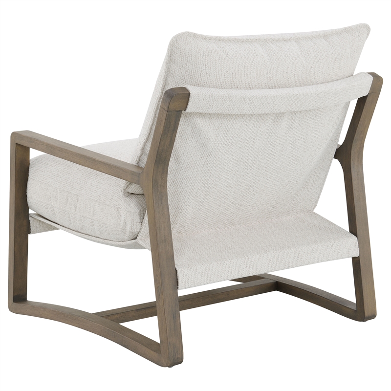 Pemberly Row Boucle Upholstered Wood Arm Accent Chair in Sand