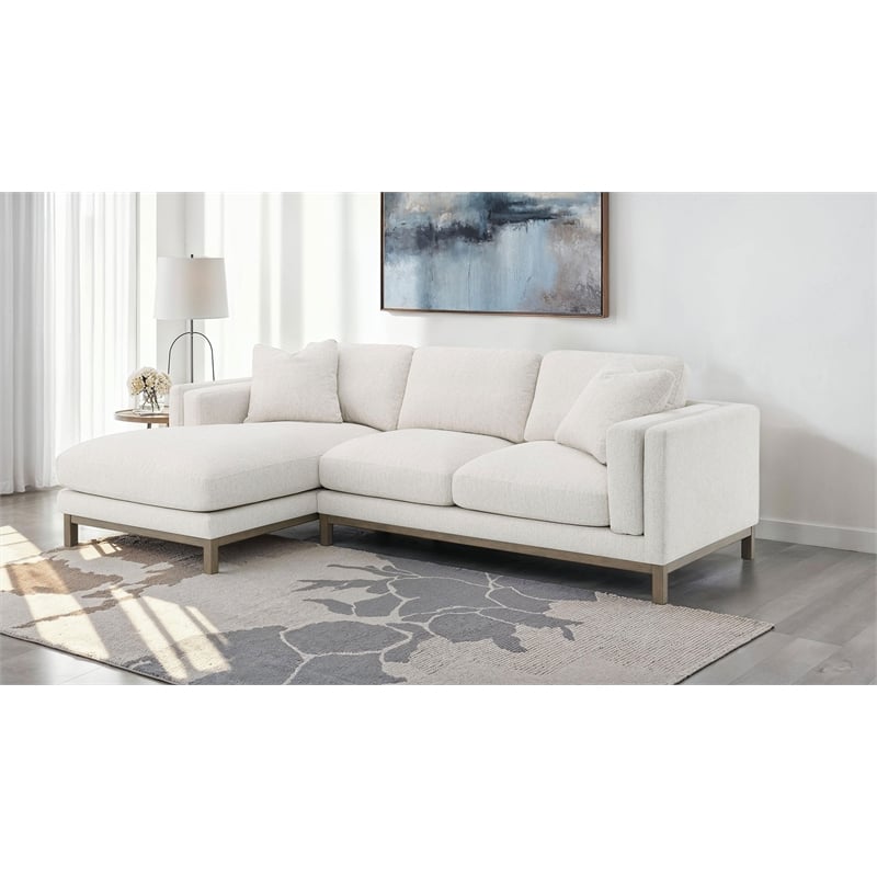 Pemberly Row Boucle Upholstered Left Side Chaise Sectional Sofa in Sand