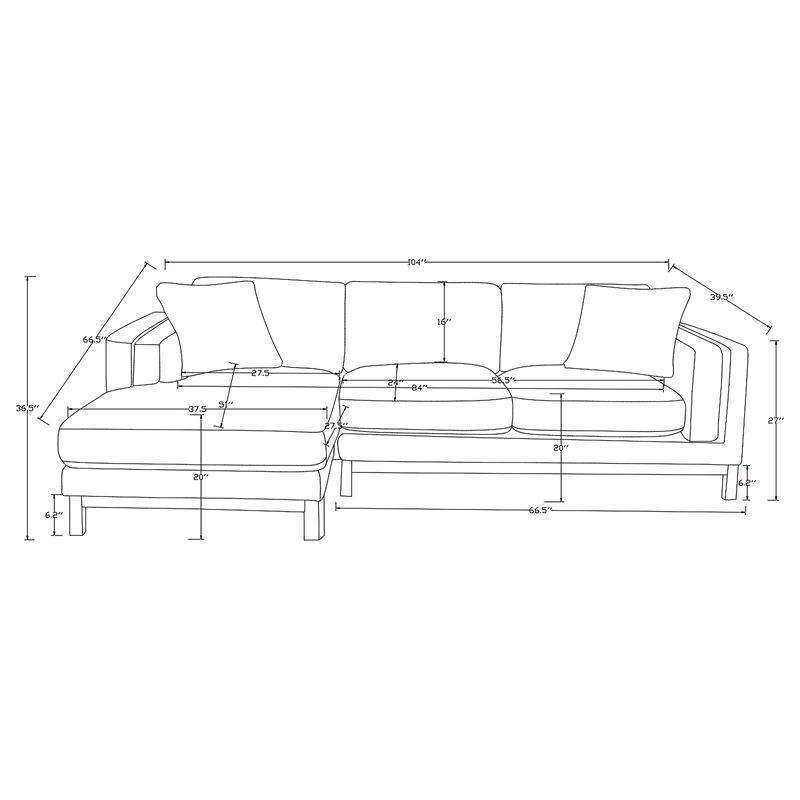Pemberly Row Boucle Upholstered Left Side Chaise Sectional Sofa in Sand