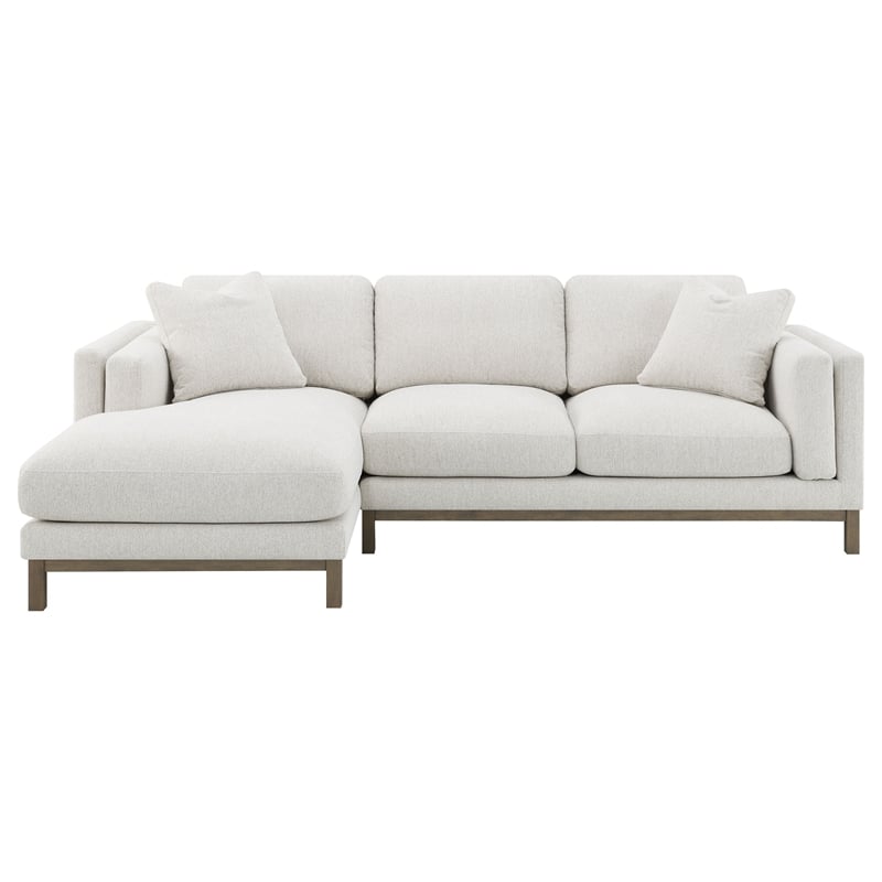 Pemberly Row Boucle Upholstered Left Side Chaise Sectional Sofa in Sand