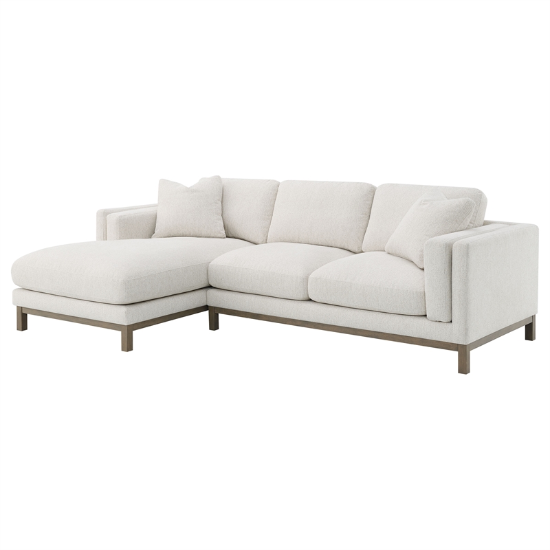 Pemberly Row Boucle Upholstered Left Side Chaise Sectional Sofa in Sand