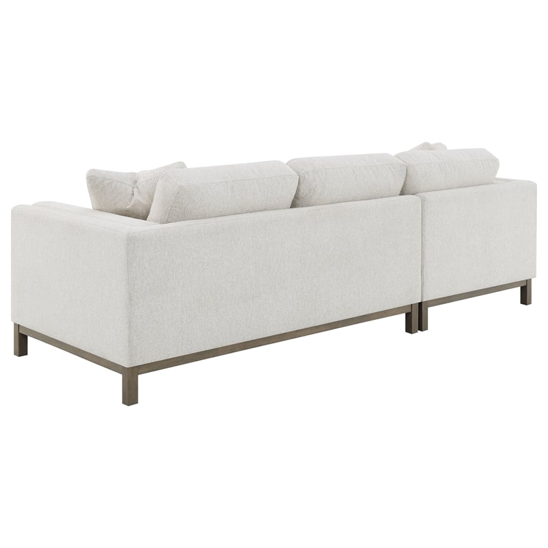 Pemberly Row Boucle Upholstered Left Side Chaise Sectional Sofa in Sand