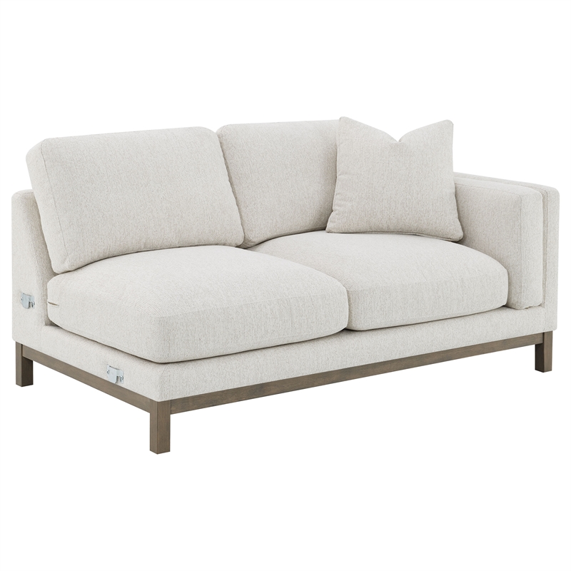 Pemberly Row Boucle Upholstered Left Side Chaise Sectional Sofa in Sand