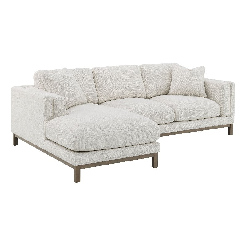 Pemberly Row Boucle Upholstered Left Side Chaise Sectional Sofa in Sand