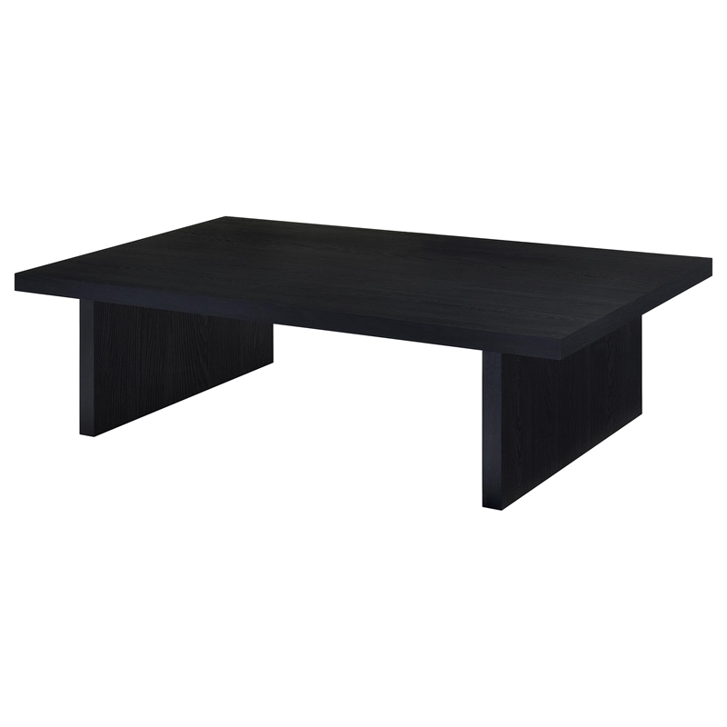 Pemberly Row Rectangular Engineered Laminate Coffee Table in Black