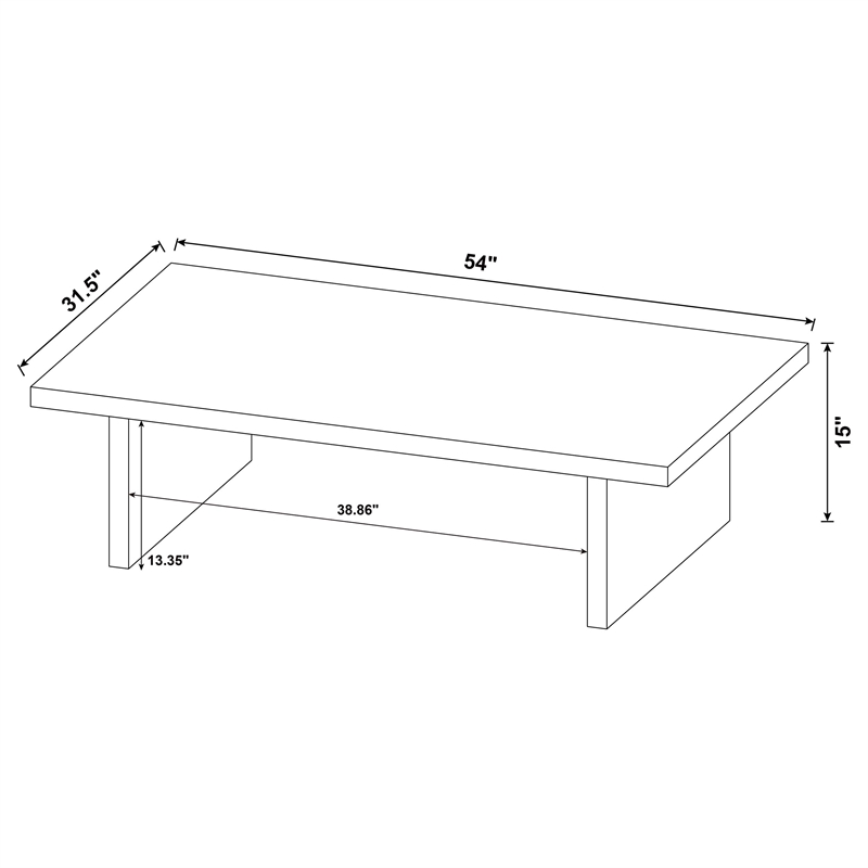 Pemberly Row Rectangular Engineered Laminate Coffee Table in Black
